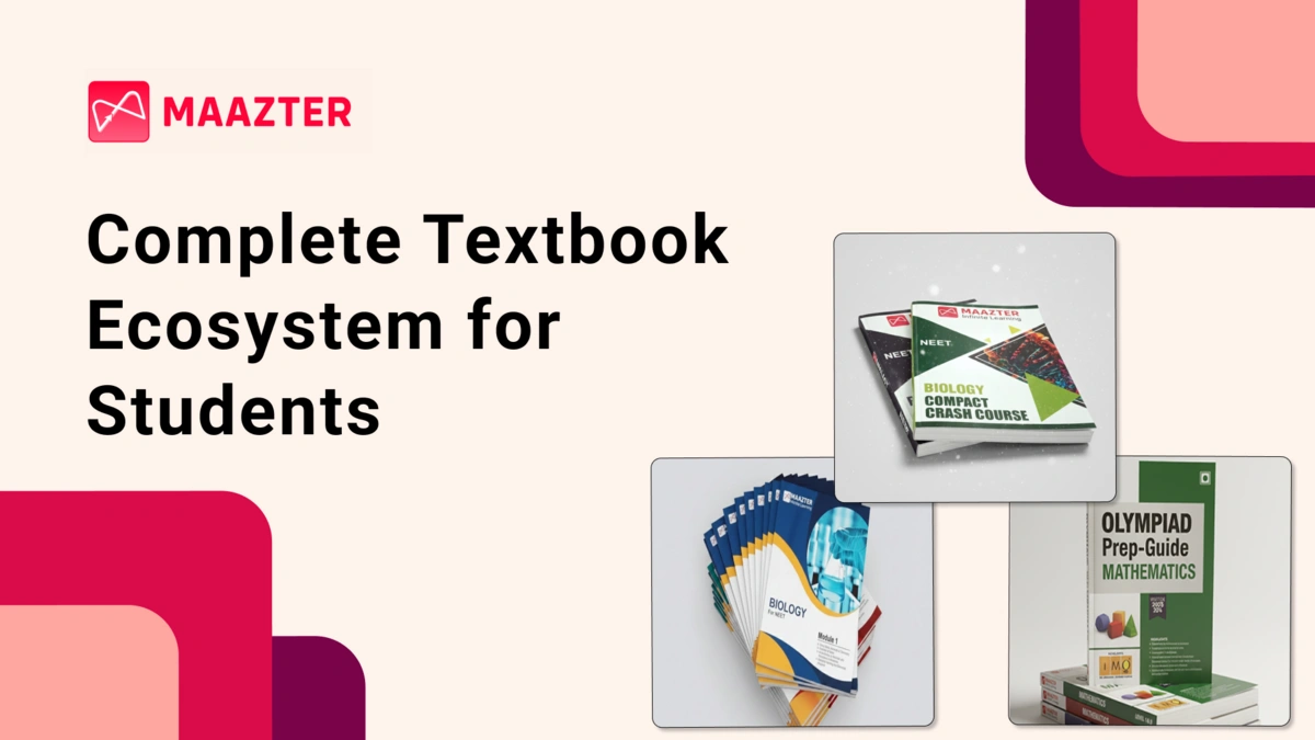 Students using integrated textbooks for school learning, Olympiad, NEET, and JEE preparation