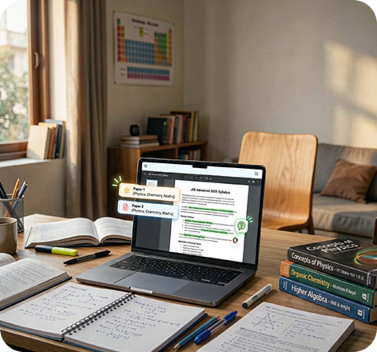 JEE Advanced syllabus covers Physics, Chemistry, and Mathematics with focus on concepts and applications