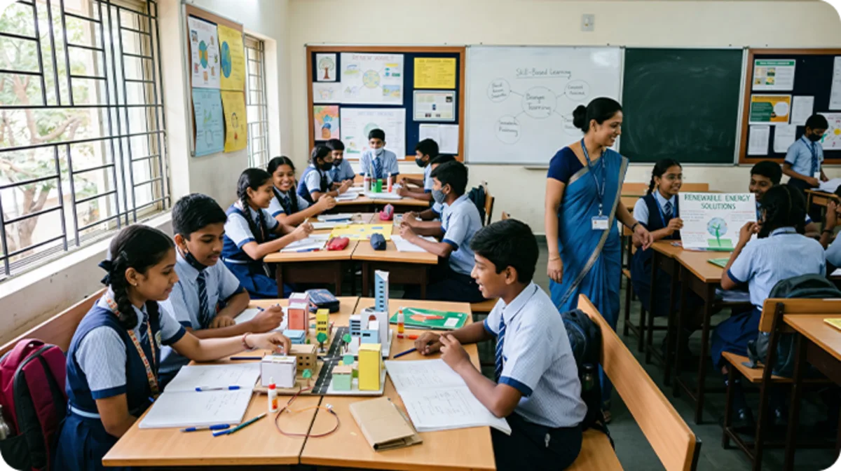 Students developing analytical, practical, and critical thinking skills through samacheer kalvi skill-based projects