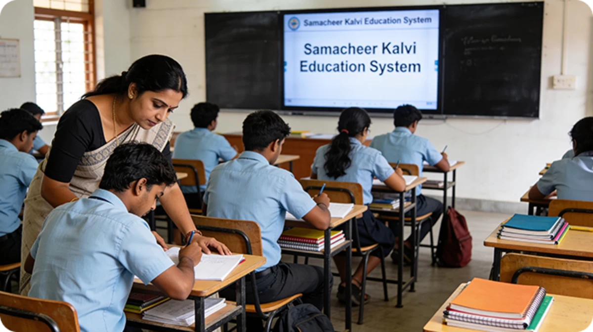 Students learning Samacheer Kalvi syllabus in Tamil and Tanglish with concept-based education support