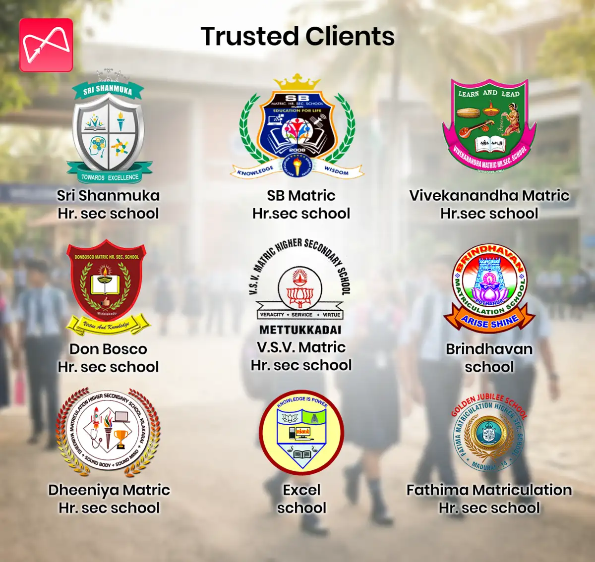 Trusted schools using the Maazter platform showcasing educational institutions adopting digital learning solutions