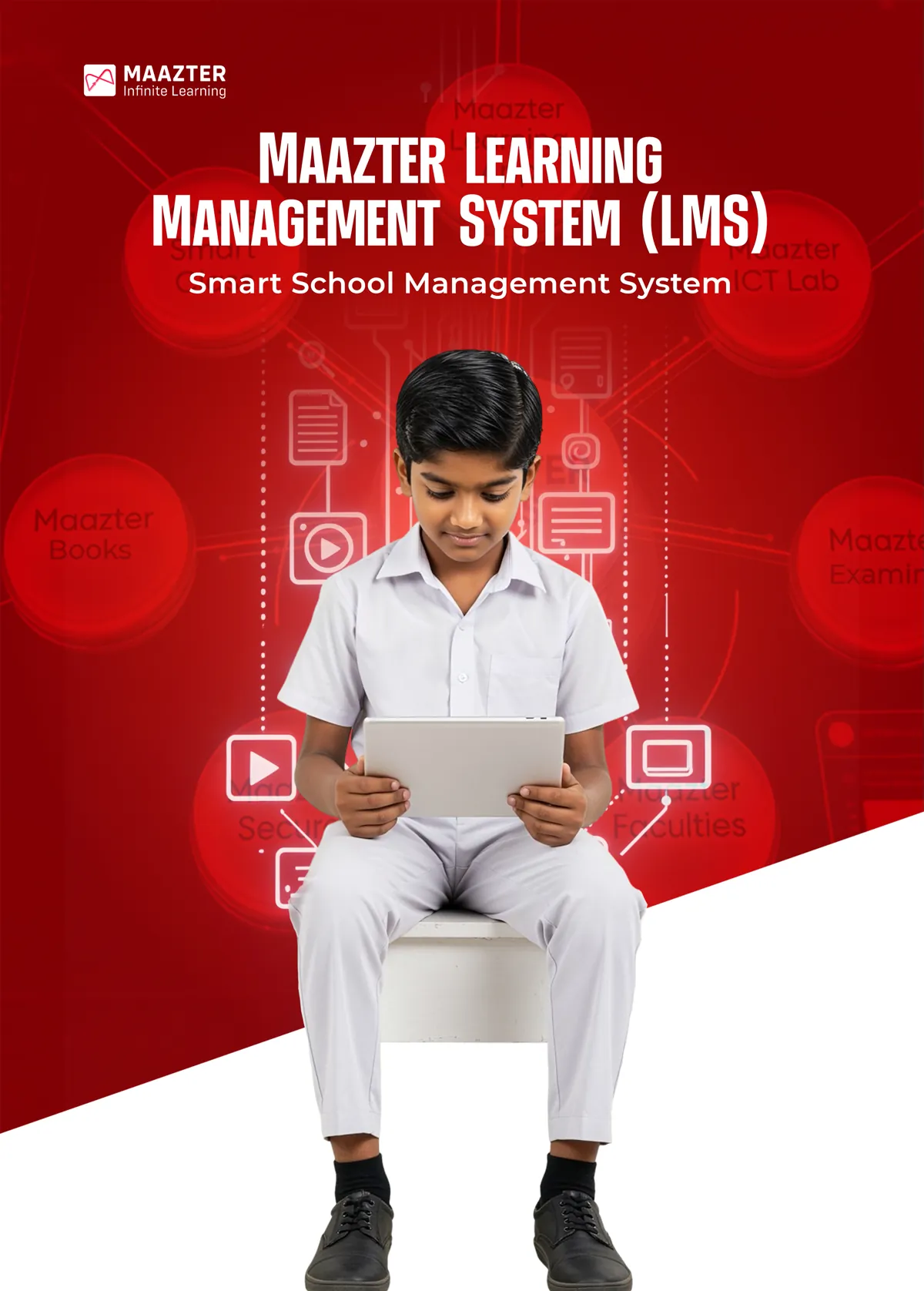 School LMS Brochure - Teacher portal, admin controls, assignment tracking, and student learning management