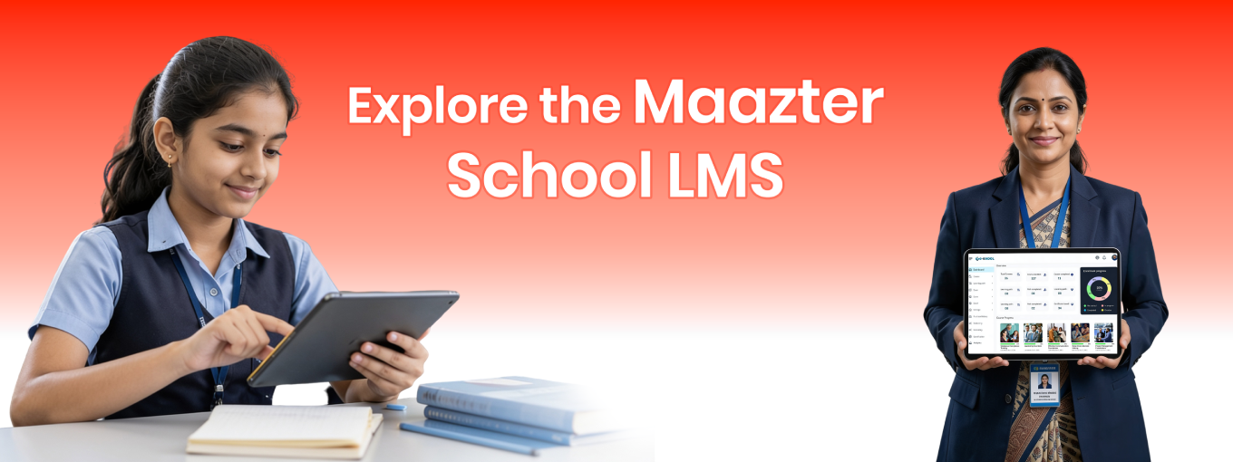 Maazter K12 LMS helps schools manage attendance, assessments, student progress, reports, and academic performance efficiently