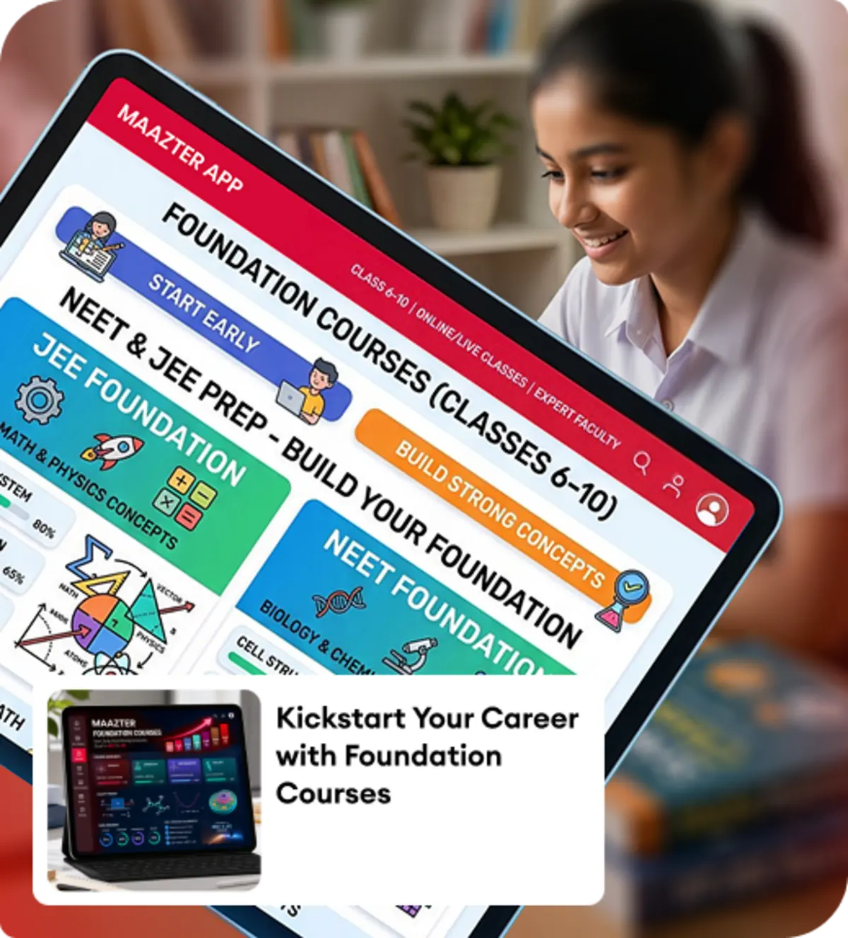 Foundation courses help students build strong concepts and prepare early for NEET and JEE exams