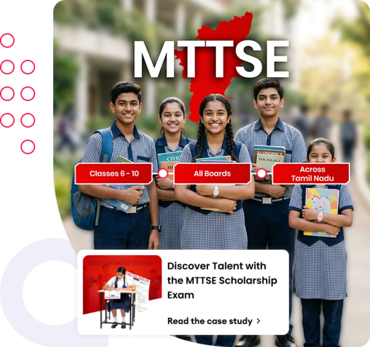 MTTSE Scholarship Exam helps identify talented school students from Classes 6 to 10 across Tamil Nadu