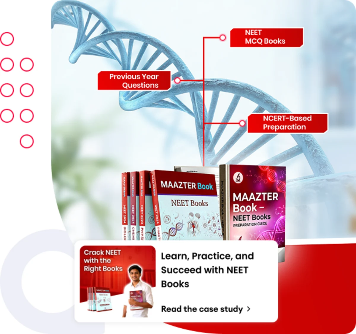NEET books on the MAAZTER app include MCQ books, NCERT resources, and previous year question books