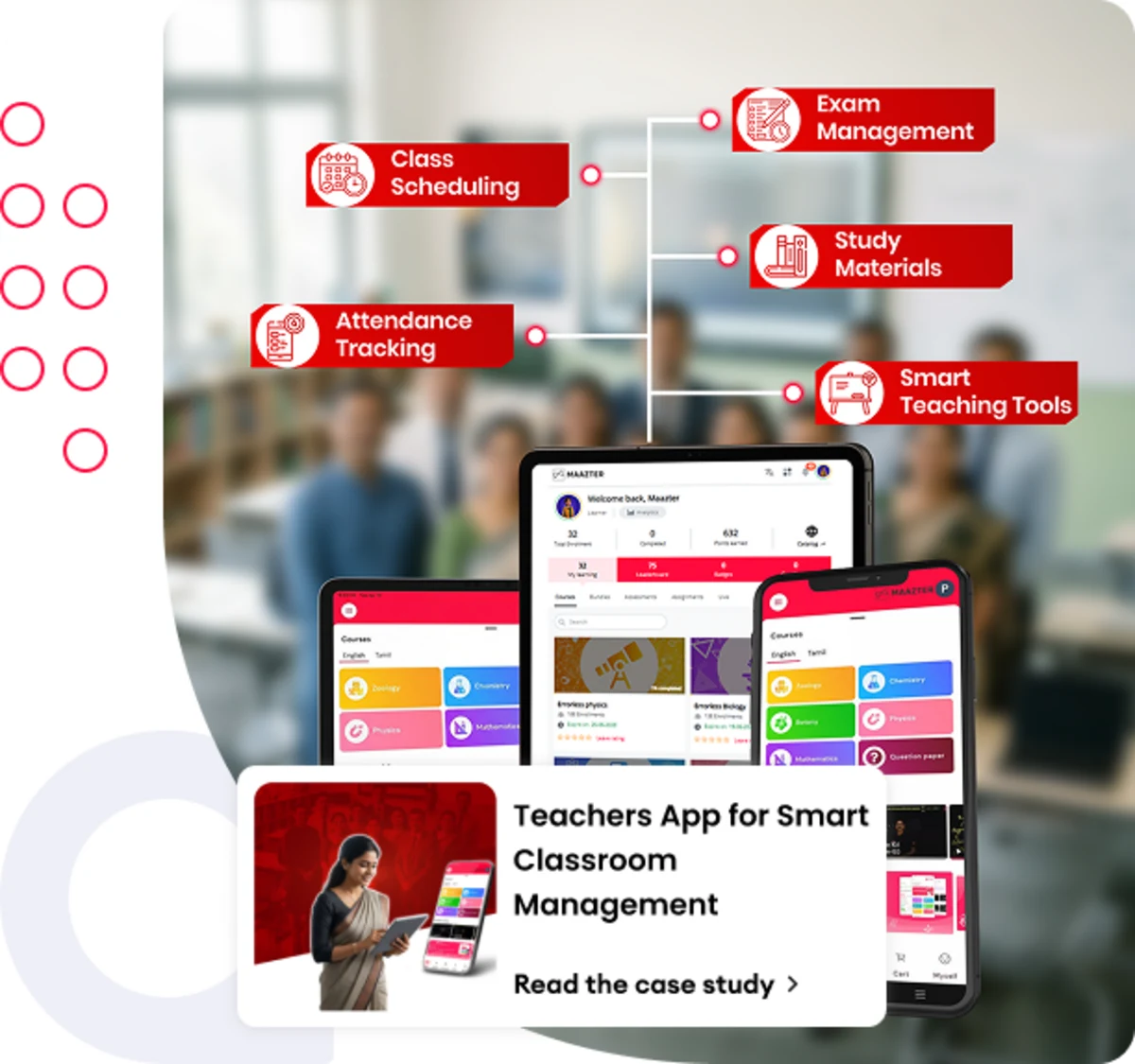 MAAZTER teachers app helps educators manage classes, attendance, exams, study materials, and digital learning
