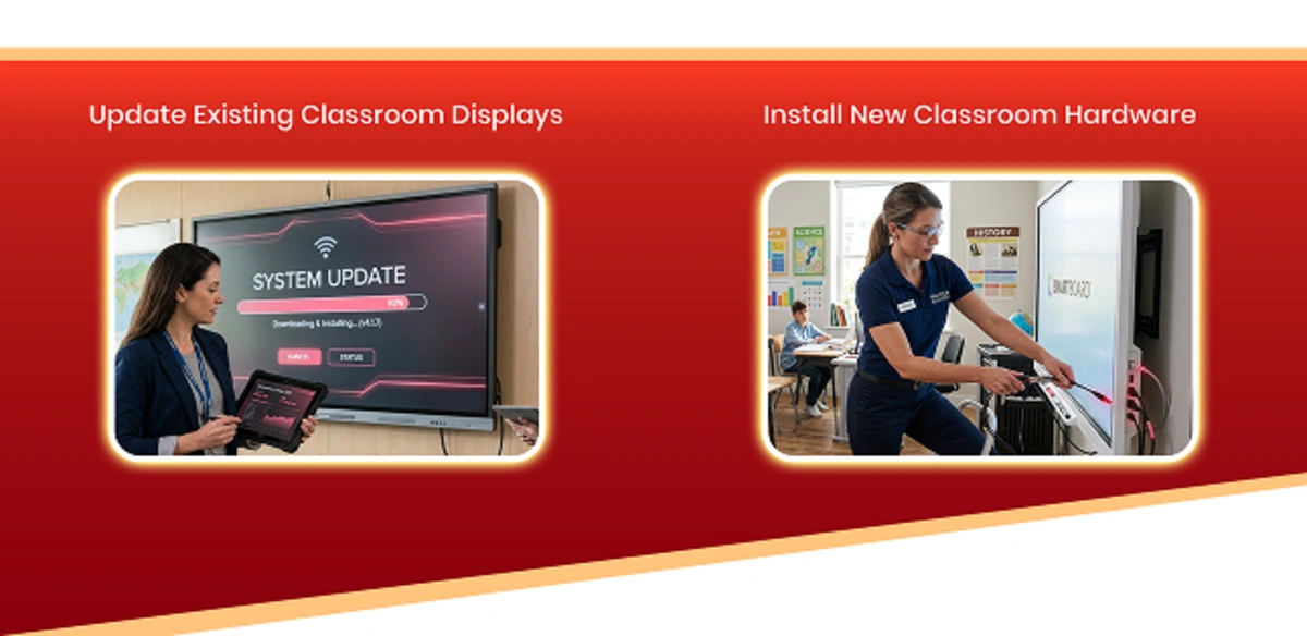 Smart classroom easy setup supports quick deployment using existing displays and scalable technology solutions