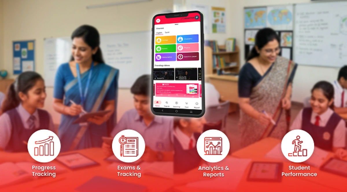 Assessment and feedback tools in the teachers app help track performance, exams, and student progress