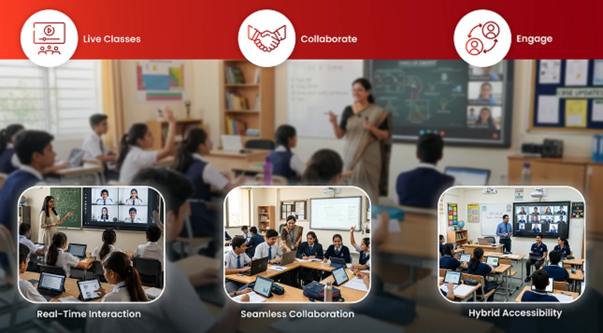 Communication and collaboration features in the teachers app support live classes, messaging, and interaction