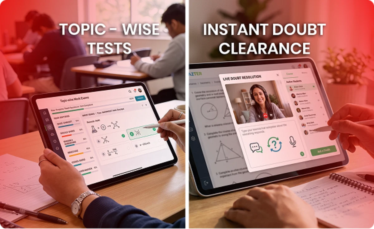 Topic-wise tests, MCQ practice, and doubt-clearing sessions help improve accuracy and understanding