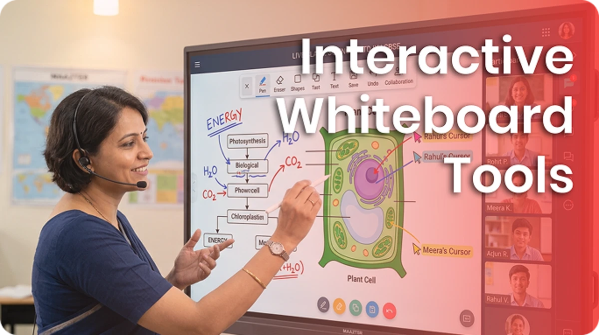 Whiteboards, polls, quizzes, and MCQs make online classes interactive and engaging for students