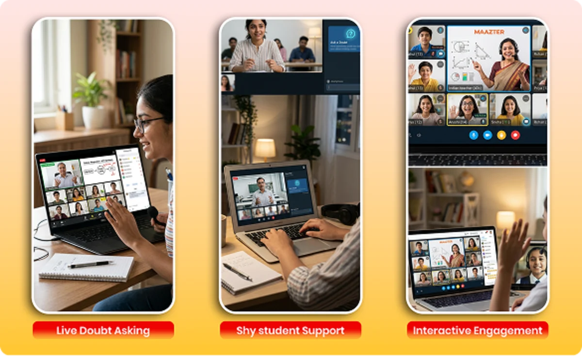 Students can ask questions during live classes and receive instant doubt clearing from teachers