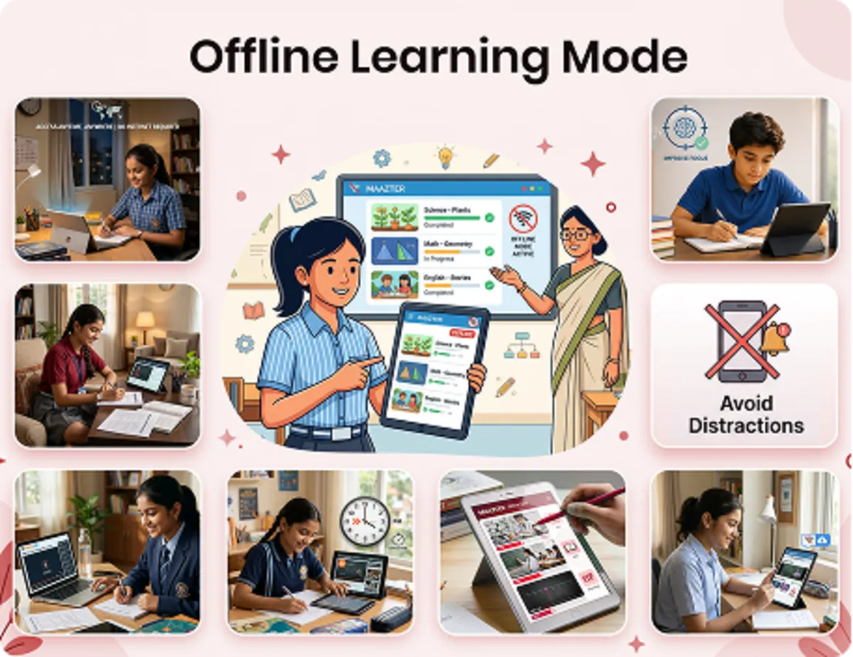 Offline learning improves focus, reduces distractions, saves data, and allows flexible learning anytime