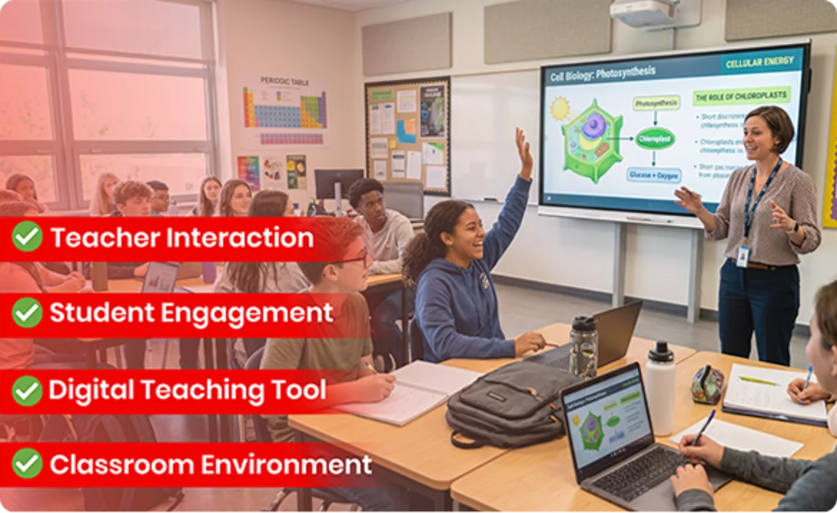 Interactive Classroom teachers use videos and presentations to explain concepts and create engaging classroom