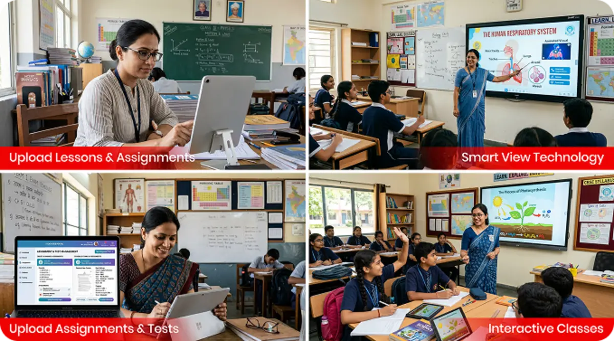 Teachers use digital resources, smart view technology, and interactive tools to enhance classroom teaching