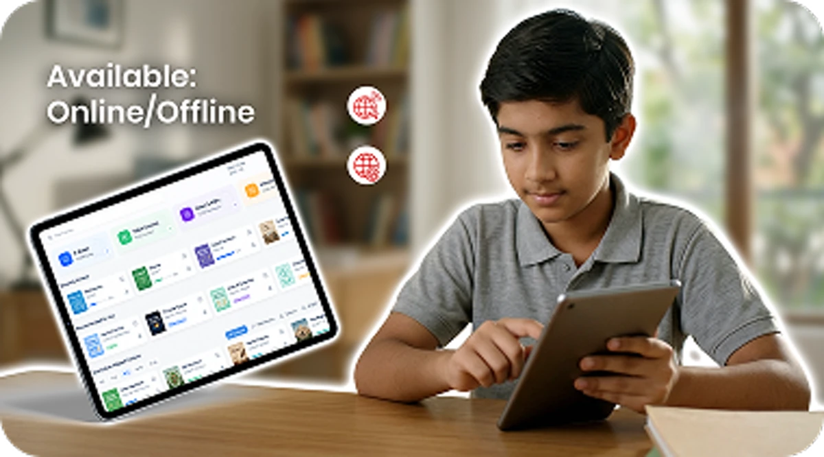 A digital library enables online and offline access for seamless learning anytime and anywhere