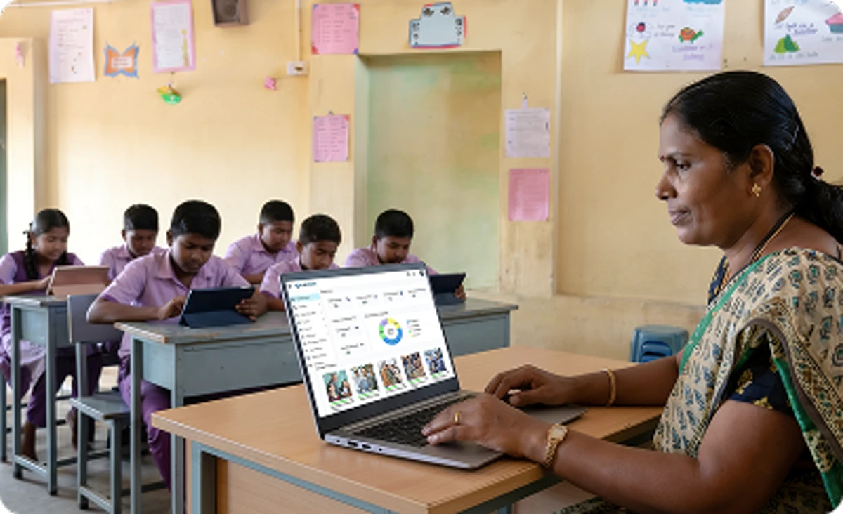 Students and teachers accessing learning materials through the Maazter School LMS digital platform