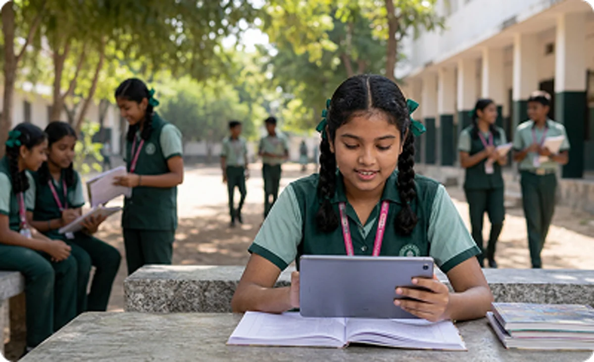 Students using Maazter Mobile Learning System offline resources for uninterrupted educational access