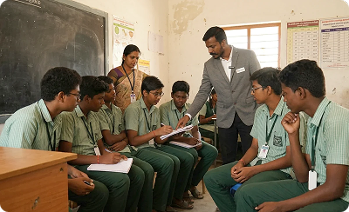 Students participating in Maazter MTTSE academic and mental ability examinations at St. Anne's School